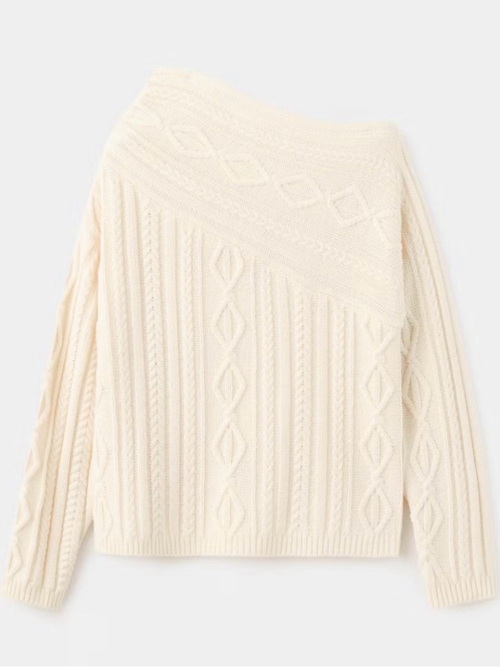 Off-Shoulder Braided Sweater, Large, Mango